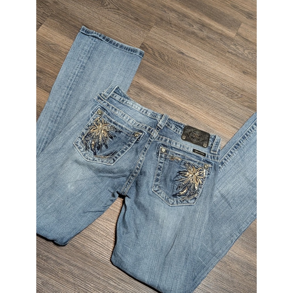 Miss Me JP5636B2 Bootcut Jeans Medium Wash Embellished Sunburst Pockets Size 29